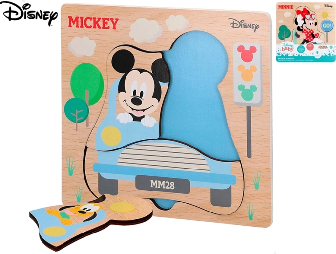 Drewniane puzzle DISNEY Mickey i Minnie dla najmłodszych (4 elementy)