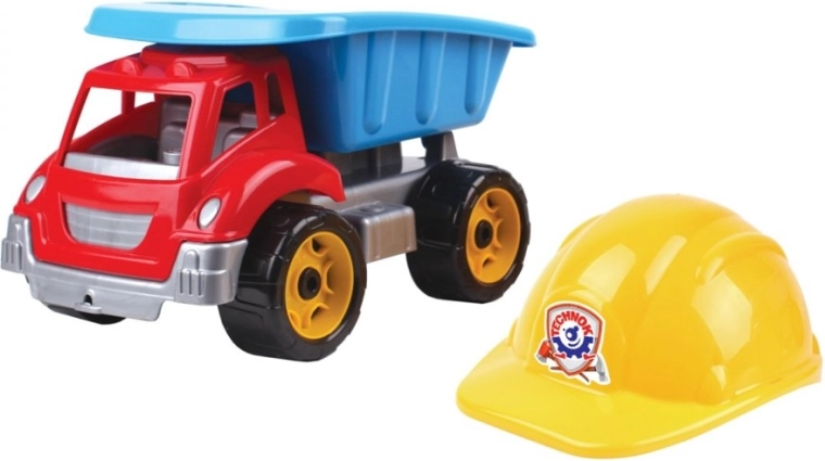Plastowa wywrotka z kaskiem dla małego budowniczego