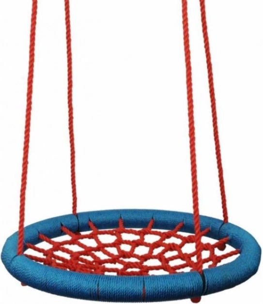 WOODY Okrągła huśtawka czerwono-niebieska (średnica 100 cm)