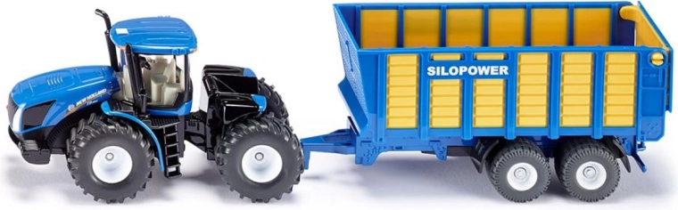 Siku traktor NEW HOLLAND z przyczepą 1:50