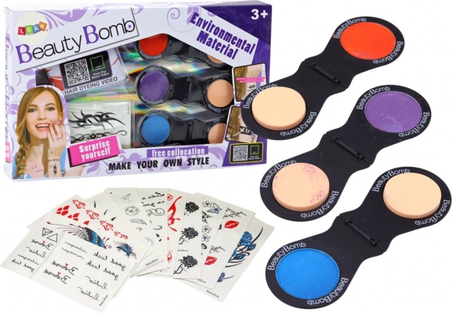 Zestaw Piękności z Tymczasowymi Tatuażami i Kolorowymi Cieniami