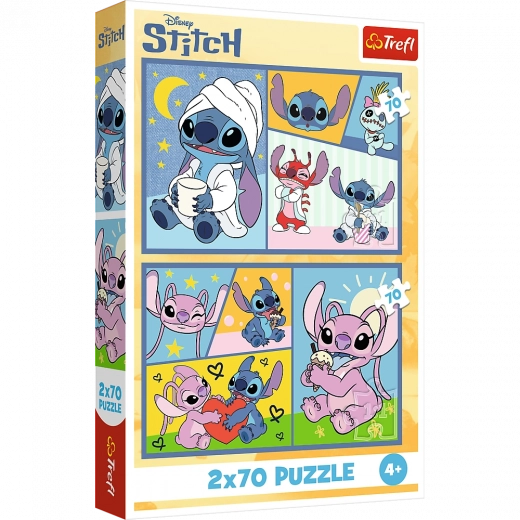 Puzzle 2x70 - Disney Lilo i Stich - Bez nudy ze Stitchem