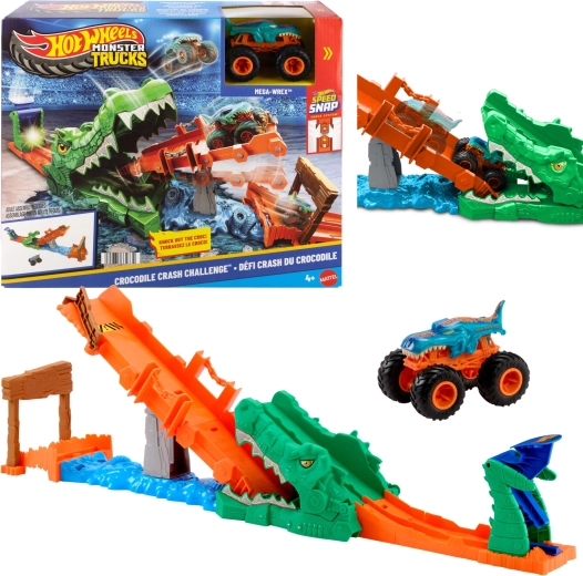Hot Wheels Monster Trucks krokodyli kaskaderski zestaw z autem Mega Wrex