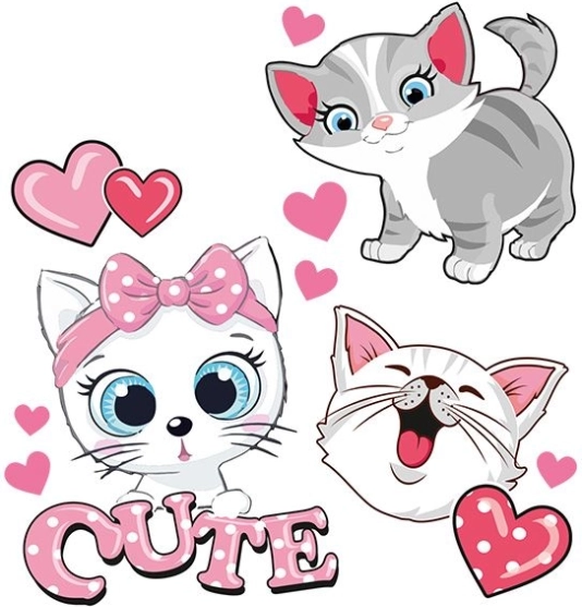 Naklejki Urocze Kotki na arkuszu do prasowania