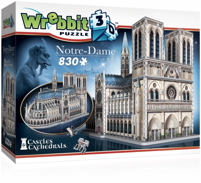 3D puzzle katedra Notre‑Dame od WREBBIT, 830 elementów