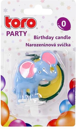 Świeczka tortowa cyfra 0 ze słonikiem TORO 5 cm