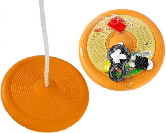 Okrągła ogrodowa huśtawka talerzowa dla dzieci, pomarańczowa