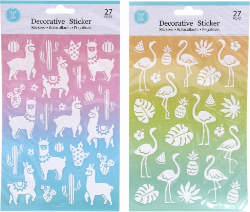 Błyszczące naklejki 14,6 × 25,5 cm – lama lub flaming