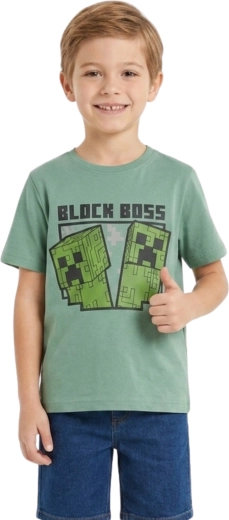 Dziecięca koszulka Minecraft creeper zielona