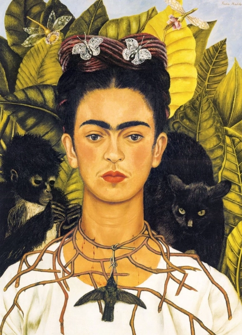 Puzzle Portret Fridy Kahlo z kolczastym naszyjnikiem 1000 elementów