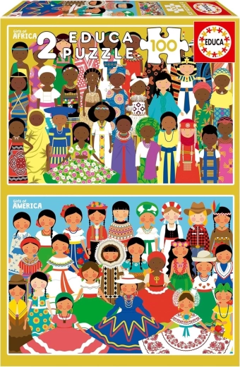 Educa puzzle Dziewczynki z Ameryki i Afryki 2×100 elementów