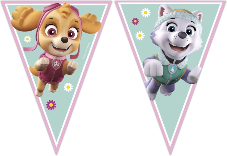Paw Patrol girlanda z chorągiewkami Skye i Everest (9 chorągiewek) - 1 szt.