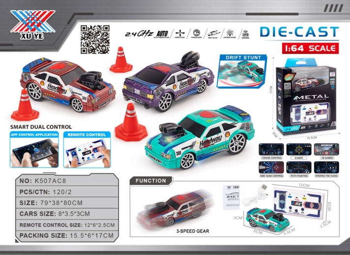 Driftowe autko RC 1:64 Headway z akcesoriami