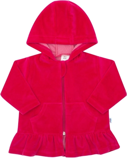 Zamszowa bluza z kapturem NEW BABY ciemnoróżowa