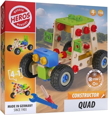 Heros drewniany zestaw konstrukcyjny 4 w 1 – quad (110 elementów)