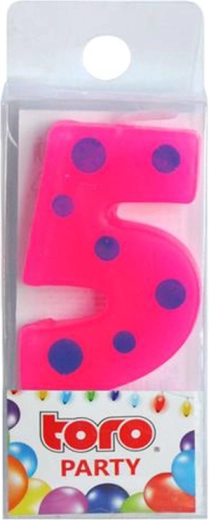 Świeczka tortowa cyfra 5 TORO, wbijana, 4,5 cm