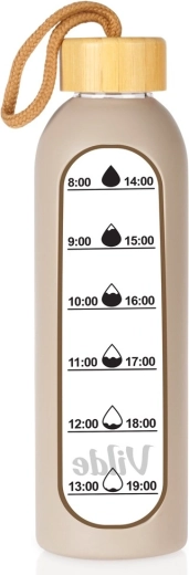 Szklana butelka na wodę Vilde z beżową silikonową osłoną 600 ml