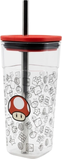 Nintendo Super Mario Toad kubek podróżny ze stalową słomką 540 ml