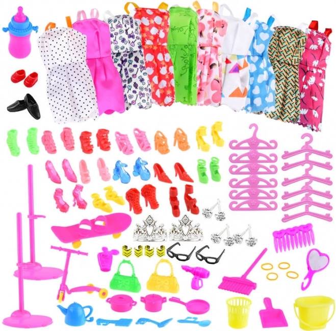 Zestaw sukienki, buty i akcesoria dla lalek 30 cm