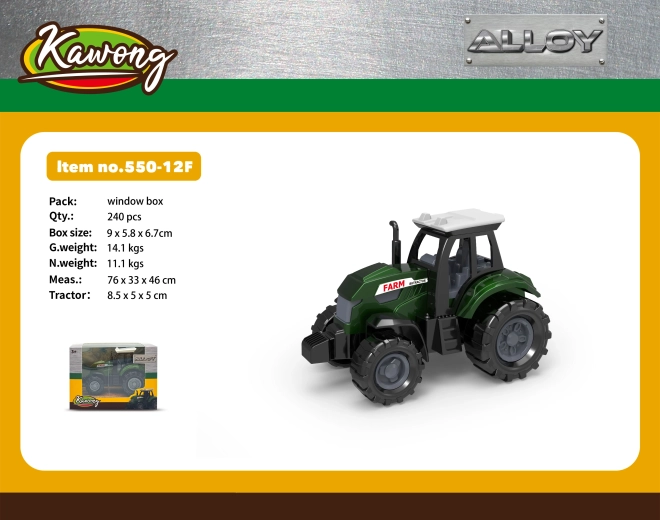 Metalowy traktor 8,5 cm z kołami wolnobieżnymi