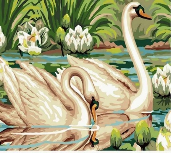 Norimpex malowanie po numerach Łabędzie na stawie 40 × 50 cm