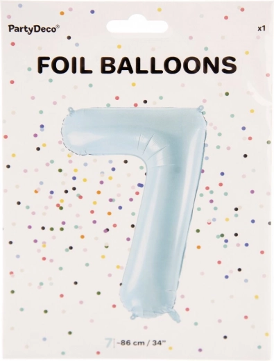 Foliowy balon w kształcie cyfry 7, niebieski, 86 cm