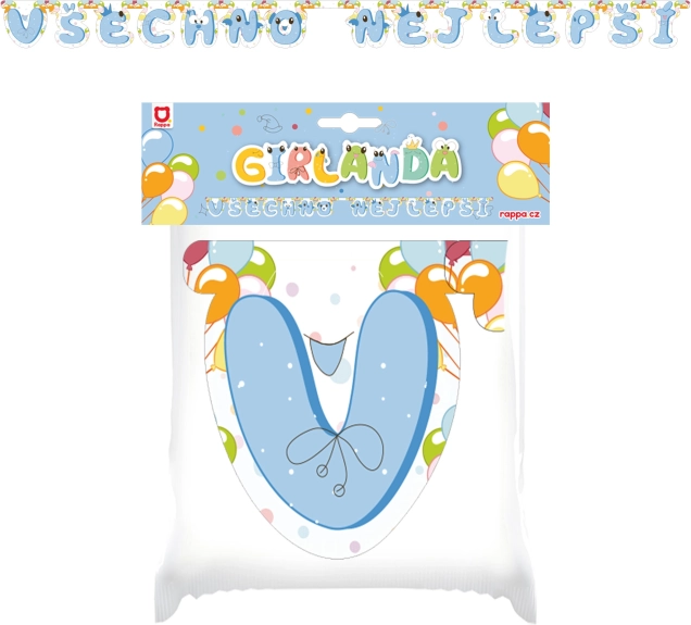 Papierowa girlanda Wszystkiego najlepszego niebieska