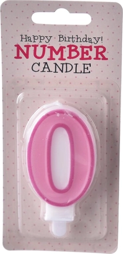 Różowa świeczka tortowa cyfra 0 (7 cm)