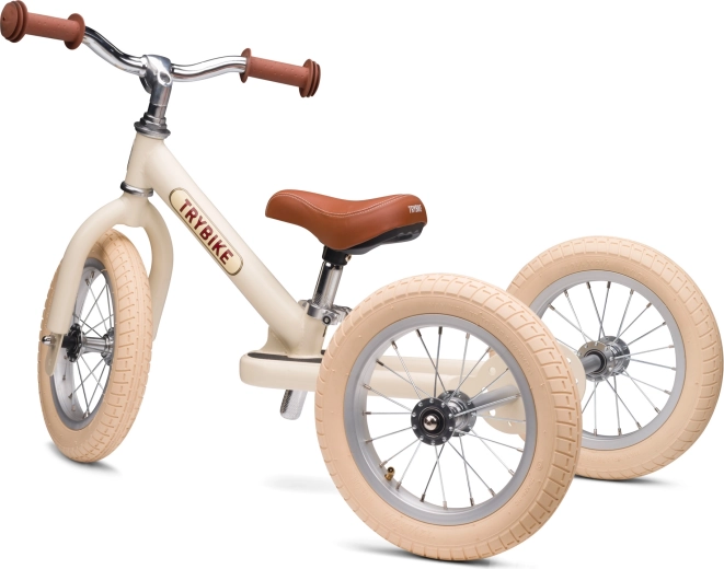 Trybike dziecięcy rowerek biegowy 2w1 – trójkołowiec i rowerek biegowy, kremowy mat