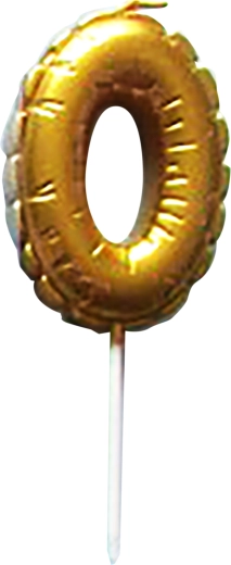 Świeczka tortowa cyfra 0 złota 6 cm