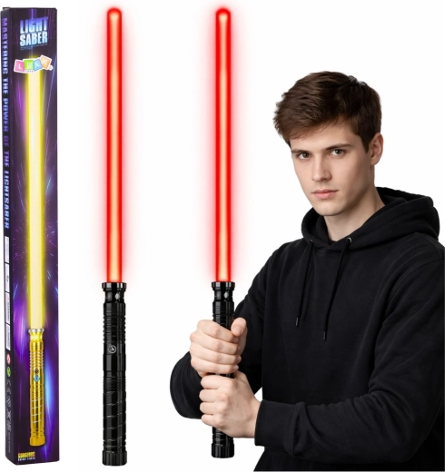 Świetlny miecz LED z metalową rękojeścią 75 cm z dźwiękiem