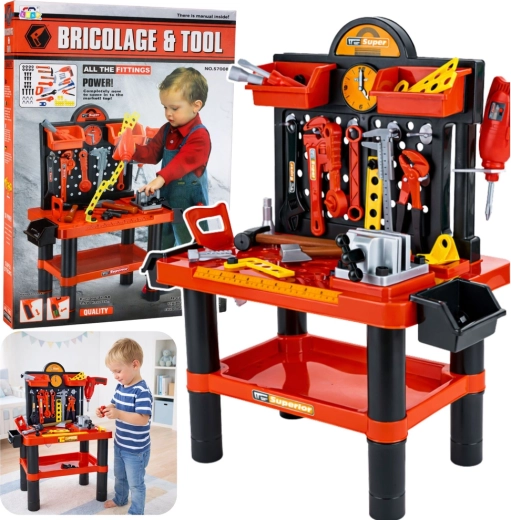 Dziecięcy stół warsztatowy z narzędziami 70 cm
