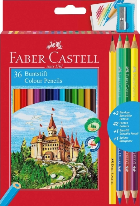 Faber-Castell Kredki 36 szt. + temperówka, ołówek i kredki duo