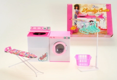 Glorie zestaw do prania dla lalek z pralką, suszarką i deską do prasowania