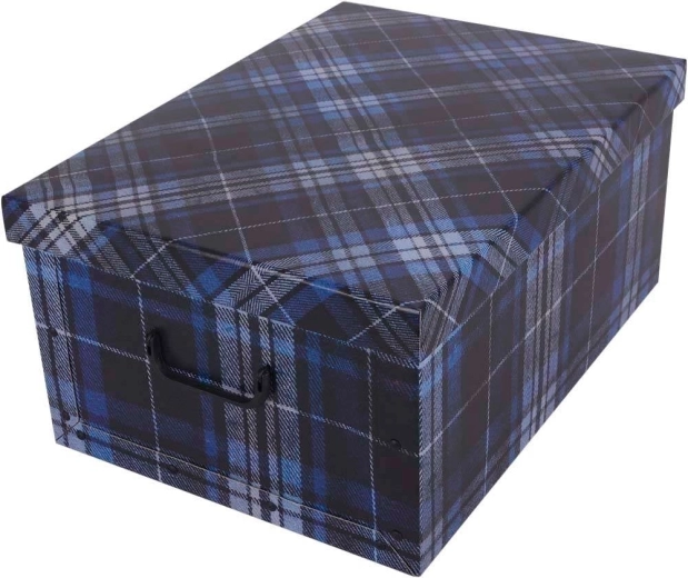 Kartonikowy box do przechowywania MAXI niebieska szkocka krata