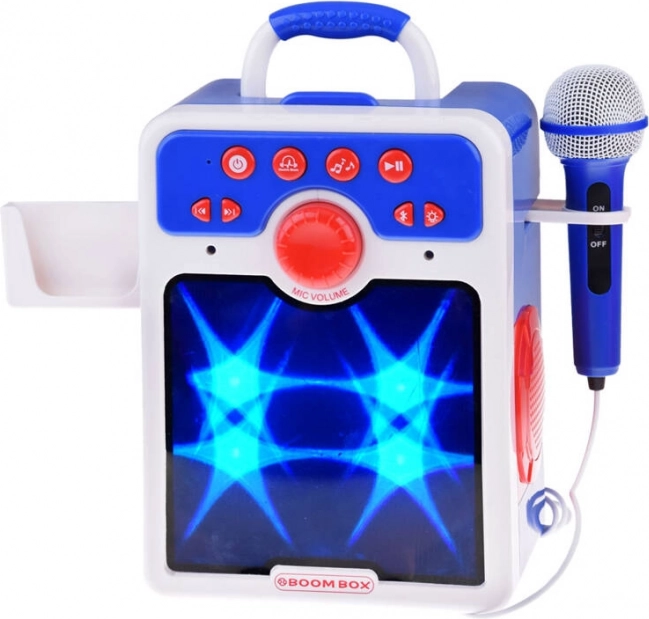 Dziecięcy niebieski karaoke boombox z mikrofonem
