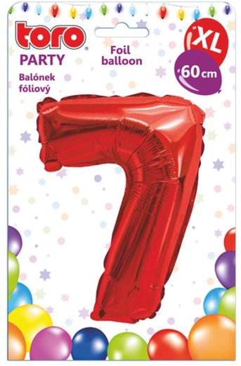 Balon foliowy cyfra 7, 60 cm, czerwony TORO