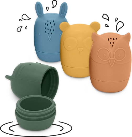 Silikonowe zabawki do wody Petite&Mars Amigos, 4 szt., 6m+