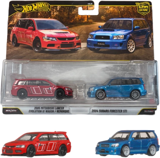 Hot Wheels Premium dwupak – 2004 Subaru Forester STI i 2005 Mitsubishi Lancer Evolution