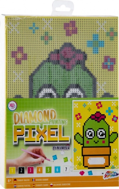 Diamentowe malowanie na ramie Grafix Pixel kaktus 15 × 20 cm