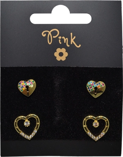 Złocony zestaw kolczyków serca, 4 szt.