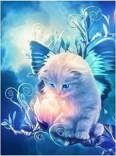 Mozaika diamentowa - Kwiatowy kociak