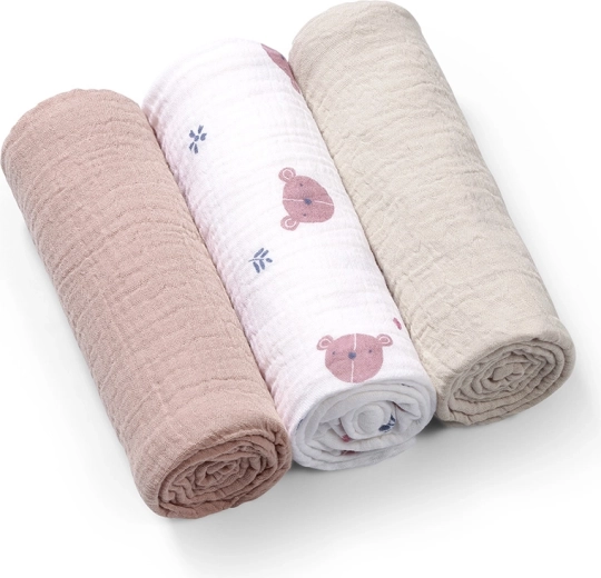 Pieluszki muślinowe Babyono Super Soft 3 szt. szare 70 × 70 cm
