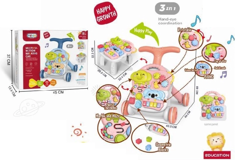 Chodzik pchacz i edukacyjny stolik 3 w 1