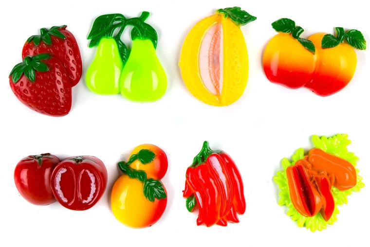 Magnesy APETIT – zestaw 8 sztuk, mix dekorów owoców i warzyw