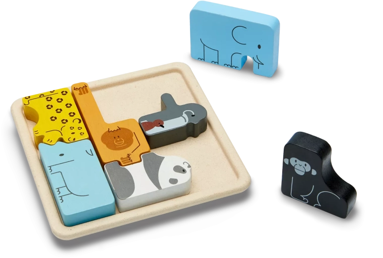 PlanToys drewniane puzzle wkładane zwierzęta