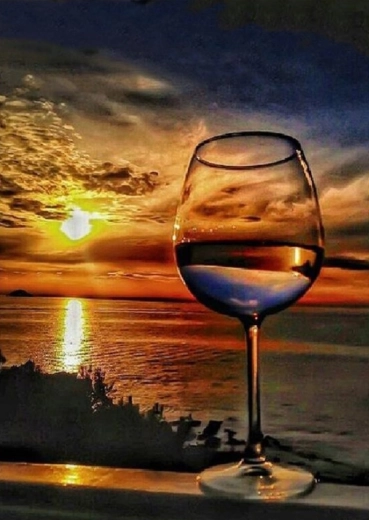 Malowanie diamentowe – Kieliszki na wybrzeżu 30 × 40 cm