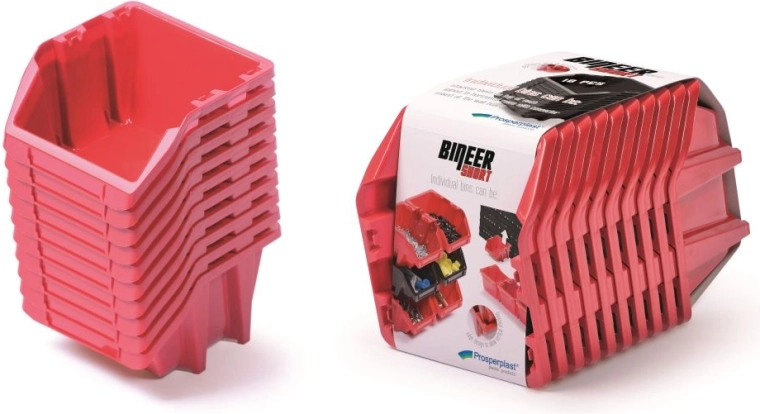 Zestaw pudełek magazynowych 10 szt. BINEER Short, czerwony