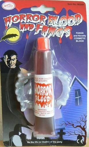 Wampirze kły z sztuczną krwią do dziecięcych kostiumów
