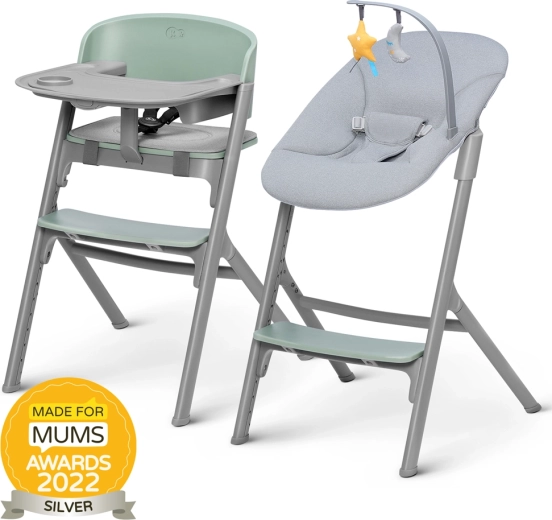 Kinderkraft Select zestaw krzesełka do karmienia Livy Olive Green + leżaczek Calmee